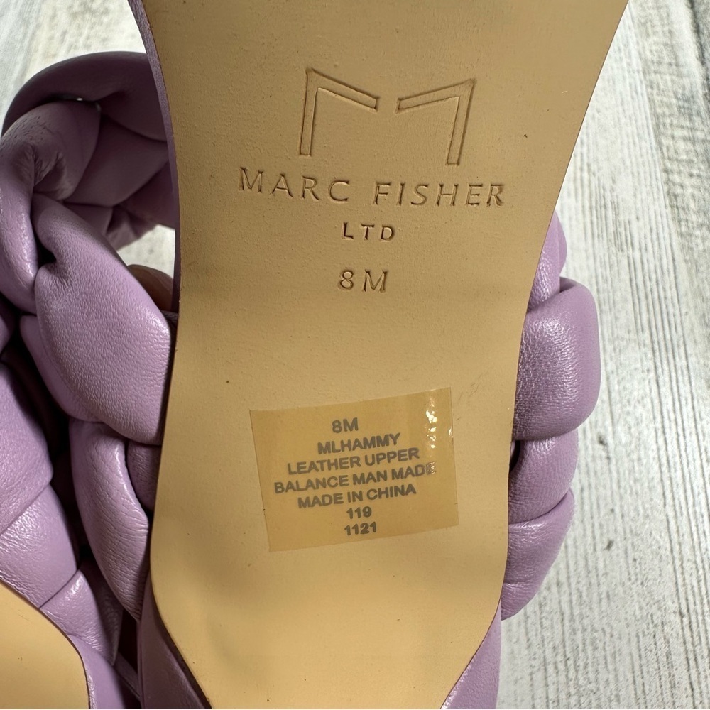 Marc Fisher Heeled Sandals Women's 8 Lilac Purple Braided Leather Hammy - Picture 5 of 7